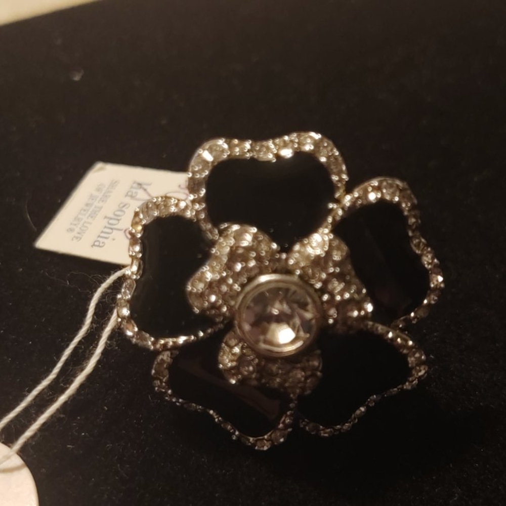 NWT Lia Sophia Black Dahlia Cocktail Ring